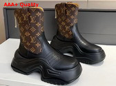 LV Archlight 20 Platform Ankle Boot in Monogram Coated Canvas and Black Calf Leather Replica