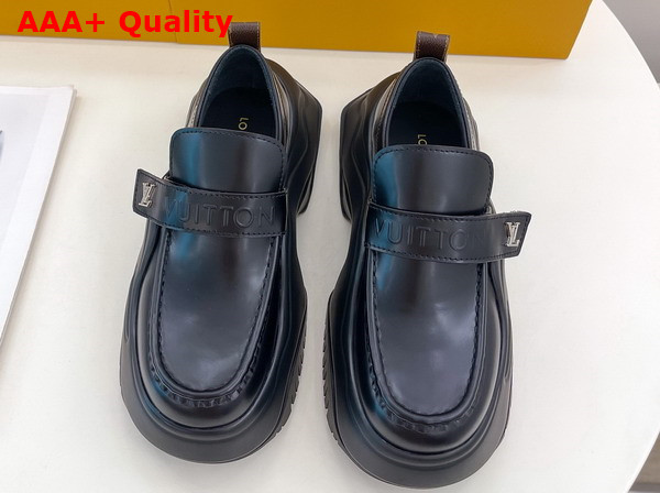 LV Archlight 20 Platform Loafer in Black Glazed Calf Leather 1ABIJS Replica