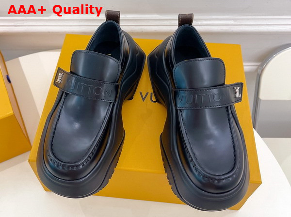 LV Archlight 20 Platform Loafer in Black Glazed Calf Leather 1ABIJS Replica