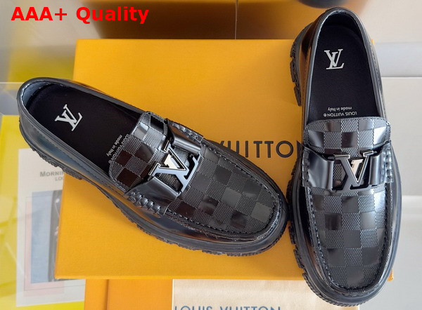 LV Baroque Loafer in Black Damier Glazed Calf Leather Replica