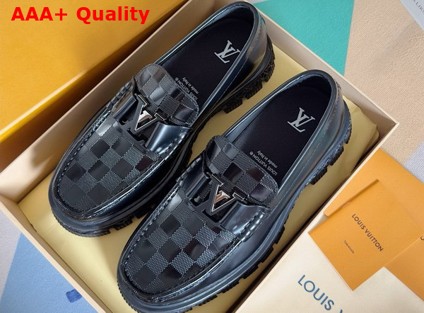 LV Baroque Loafer in Black Damier Glazed Calf Leather Replica