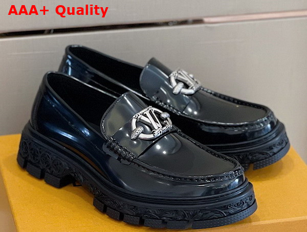 LV Baroque Loafer in Black Glazed Calf Leather 1AB8UL Replica