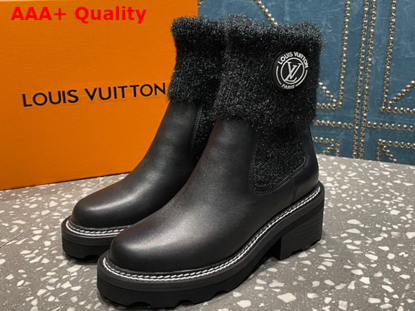 LV Beaubourg Ankle Boot in Black Calf Leather and Wool 1AABTT Replica