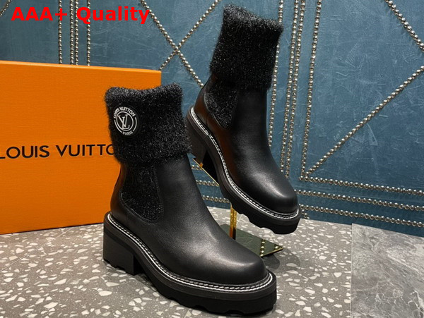 LV Beaubourg Ankle Boot in Black Calf Leather and Wool 1AABTT Replica