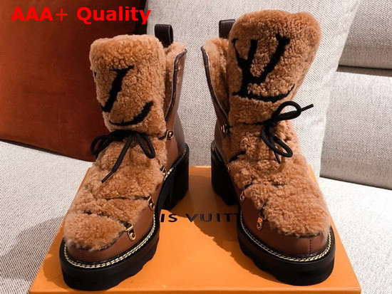 LV Beaubourg Ankle Boots Cognac Grained Calf Leather and Shearling 1A8CUQ Replica