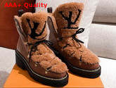 LV Beaubourg Ankle Boots Cognac Grained Calf Leather and Shearling 1A8CUQ Replica