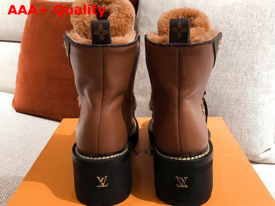 LV Beaubourg Ankle Boots Cognac Grained Calf Leather and Shearling 1A8CUQ Replica