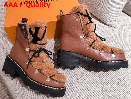 LV Beaubourg Ankle Boots Cognac Grained Calf Leather and Shearling 1A8CUQ Replica