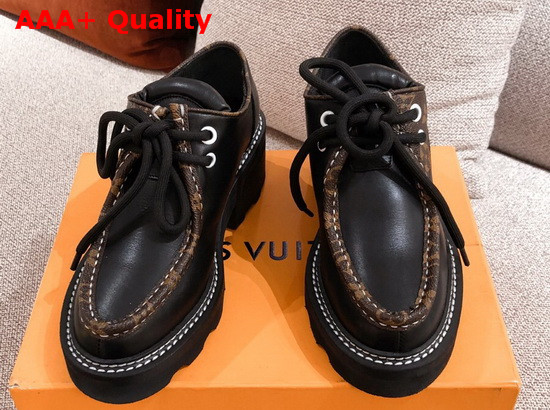 LV Beaubourg Platform Derby Shoes in Black Calf Leather and Patent Monogram Canvas 1A5SO9 Replica