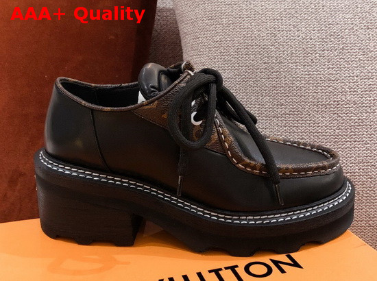 LV Beaubourg Platform Derby Shoes in Black Calf Leather and Patent Monogram Canvas 1A5SO9 Replica