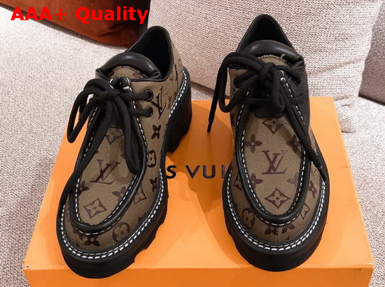 LV Beaubourg Platform Derby Shoes in Brown Printed Canvas Replica