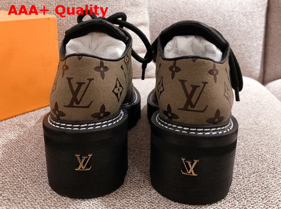 LV Beaubourg Platform Derby Shoes in Brown Printed Canvas Replica