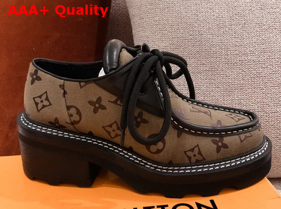 LV Beaubourg Platform Derby Shoes in Brown Printed Canvas Replica