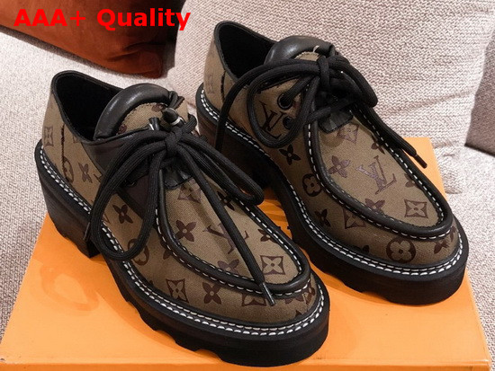 LV Beaubourg Platform Derby Shoes in Brown Printed Canvas Replica