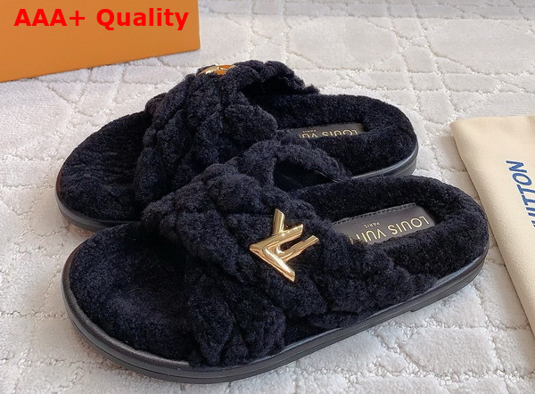 LV Bliss Comfort Mule in Black Shearling 1ACTEA Replica