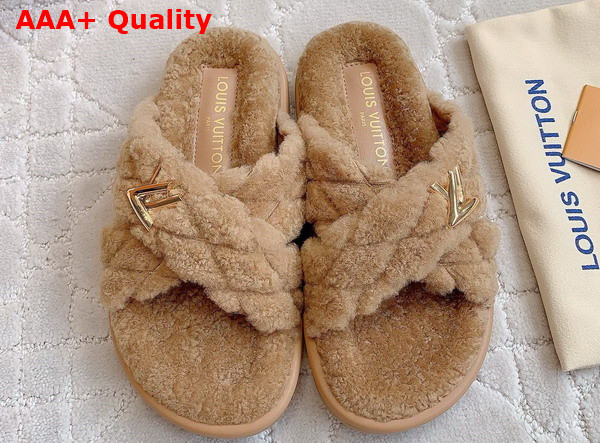 LV Bliss Comfort Mule in Camel Brown Shearling 1ACTF6 Replica