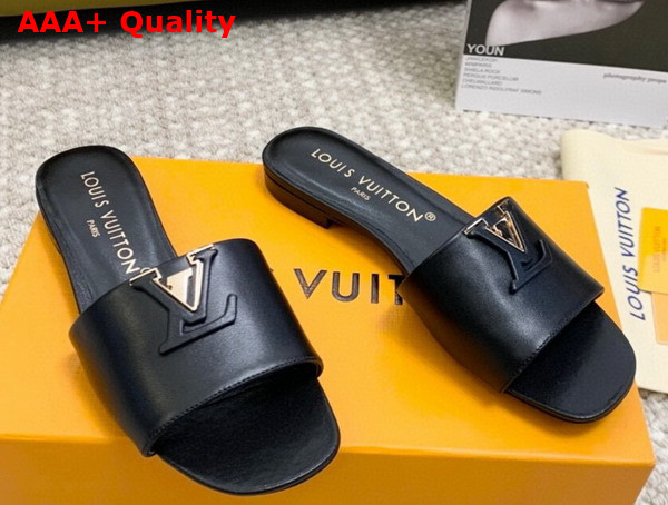 LV Capri Flat Mule in Black Calf Leather 1ACTME Replica