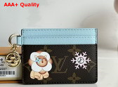 LV Charms Card Holder Monogram Azur Frost from the Snow Show Collection M12227 Replica