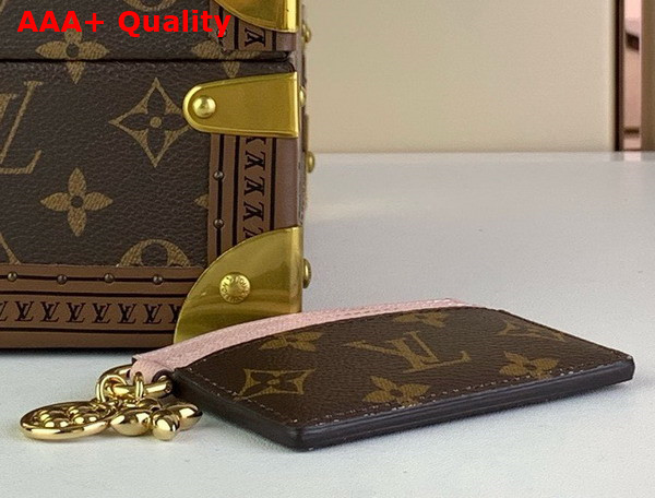 LV Charms Card Holder Rose Ballerina Pink Monogram Coated Canvas and Cowhide Leather M82739 Replica