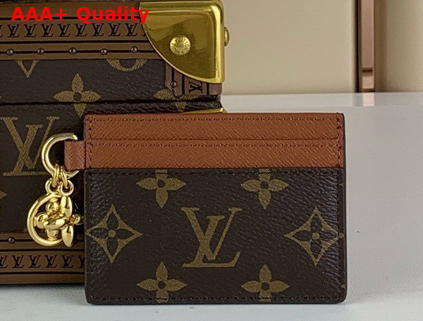 LV Charms Card Holder Rose Ballerina Pink Monogram Coated Canvas and Cowhide Leather M82739 Replica