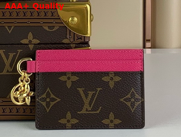 LV Charms Card Holder Rose Ballerina Pink Monogram Coated Canvas and Cowhide Leather M82739 Replica