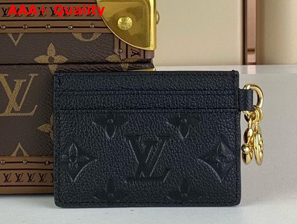 LV Charms Card Holder in Black Monogram Empreinte Leather M82132 Replica