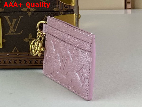 LV Charms Card Holder in Pearl Pink Monogram Empreinte Leather Replica