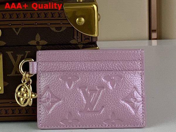 LV Charms Card Holder in Pearl Pink Monogram Empreinte Leather Replica