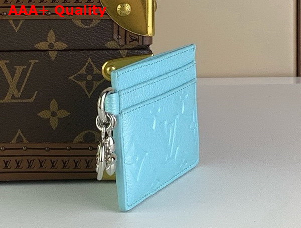 LV Charms Card Holder in Sky Blue Monogram Empreinte Leather Replica