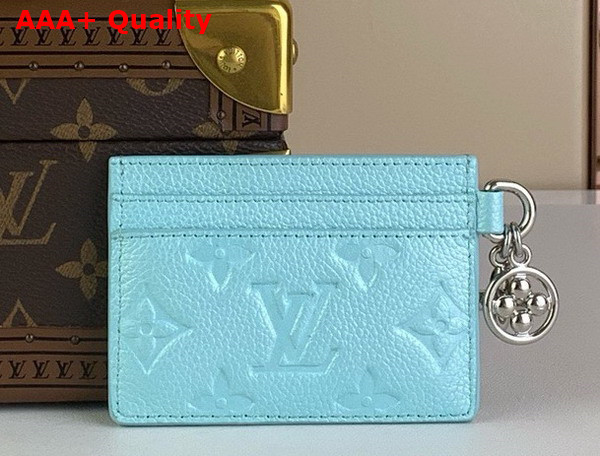 LV Charms Card Holder in Sky Blue Monogram Empreinte Leather Replica