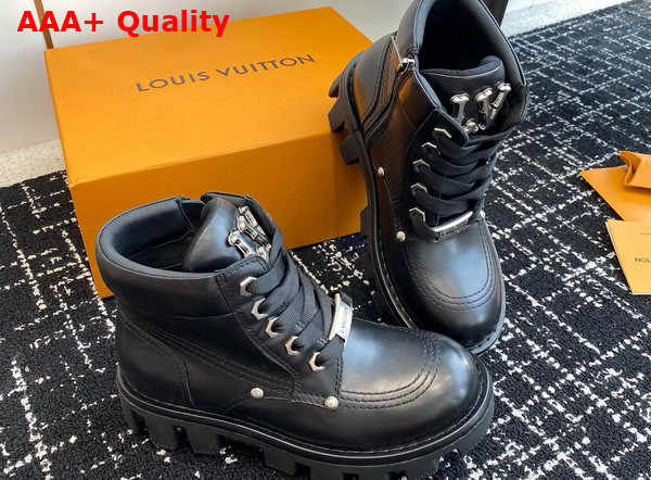 LV Checker Ankle Boot in Black Calf Leather Replica