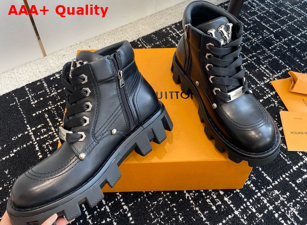 LV Checker Ankle Boot in Black Calf Leather Replica