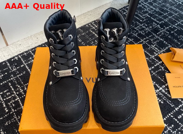 LV Checker Ankle Boot in Black Nubuck Calf Leather 1ACN7Y Replica