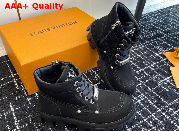 LV Checker Ankle Boot in Black Nubuck Calf Leather 1ACN7Y Replica