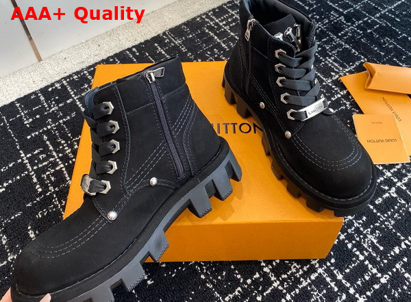 LV Checker Ankle Boot in Black Nubuck Calf Leather 1ACN7Y Replica