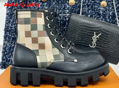 LV Checker Combat Boot in Black Calf Leather with Damoflage Motif 1ACNF2 Replica