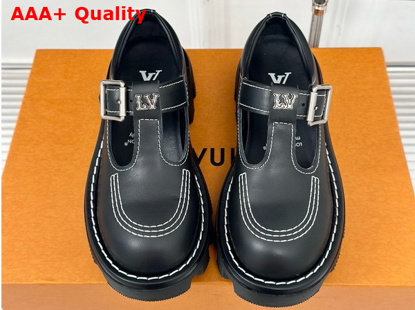 LV Checker Mary Jane in Black Calf Leather 1ACNBB Replica