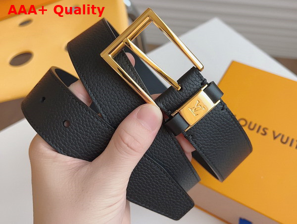 LV City Pin 35mm Belt in Black Grained Calf Leather Replica