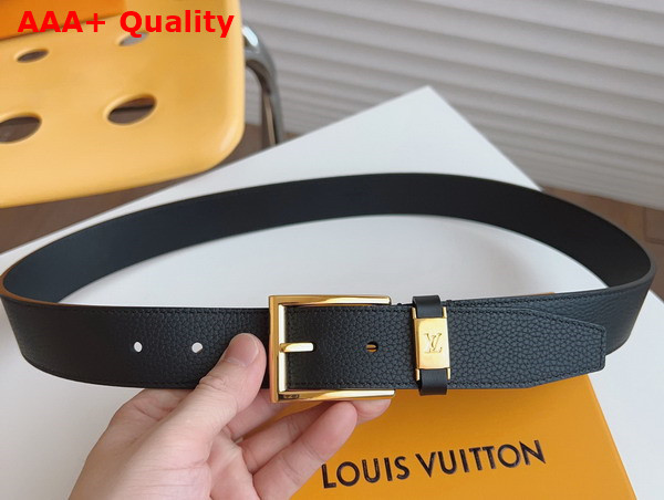 LV City Pin 35mm Belt in Black Grained Calf Leather Replica