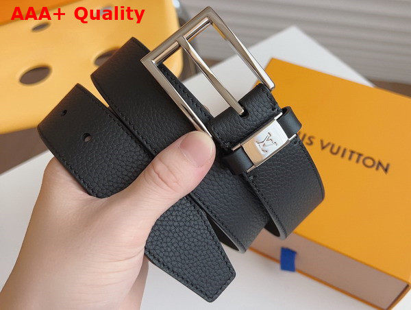 LV City Pin 35mm Belt in Black Grained Calf Leather Replica