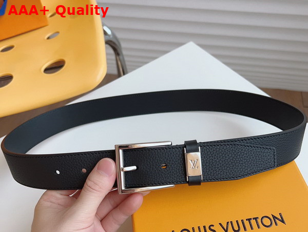 LV City Pin 35mm Belt in Black Grained Calf Leather Replica