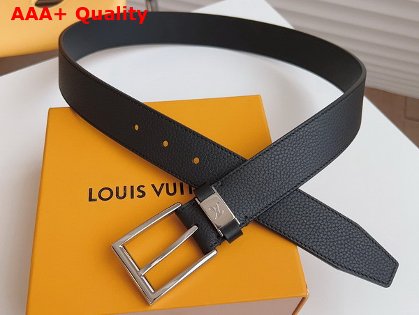 LV City Pin 35mm Belt in Black Grained Calf Leather Replica