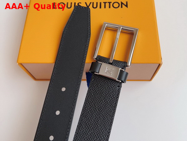 LV City Pin 35mm Belt in Black Taiga Cowhide Leather Replica