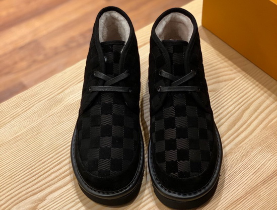 LV Cosy Ankle Boot in Black Damier Suede Calf Leather and Shearling Lining Replica