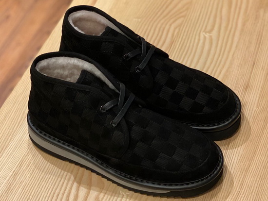 LV Cosy Ankle Boot in Black Damier Suede Calf Leather and Shearling Lining Replica