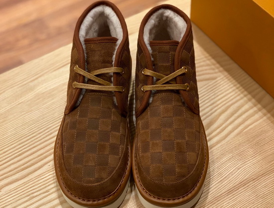 LV Cosy Ankle Boot in Brown Damier Suede Calf Leather and Shearling Lining Replica