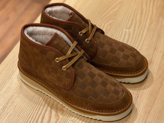 LV Cosy Ankle Boot in Brown Damier Suede Calf Leather and Shearling Lining Replica