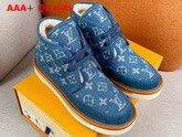 LV Cosy Ankle Boot in Navy Blue Monogram Denim with Shearling Lining 1A81GQ Replica