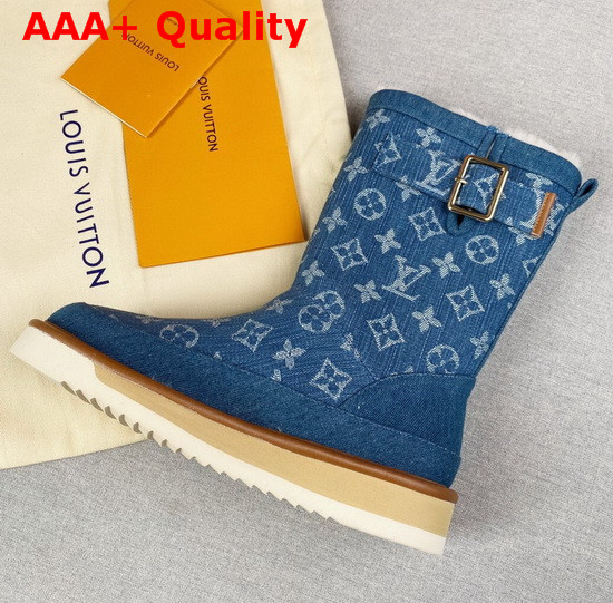 LV Cosy Boot Shearling in Blue Monogram Denim with a Warm Shearling Lining 1A81FJ Replica