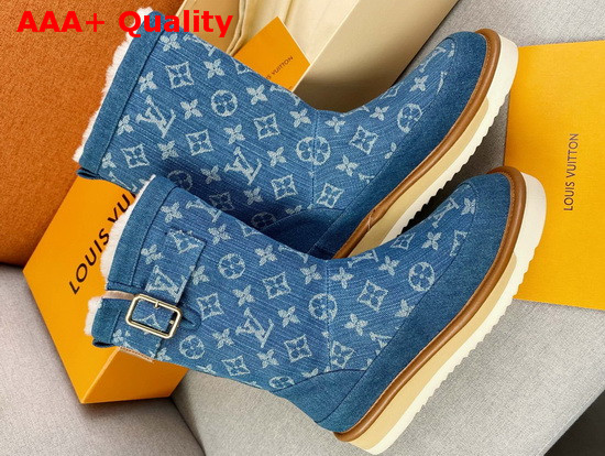 LV Cosy Boot Shearling in Blue Monogram Denim with a Warm Shearling Lining 1A81FJ Replica